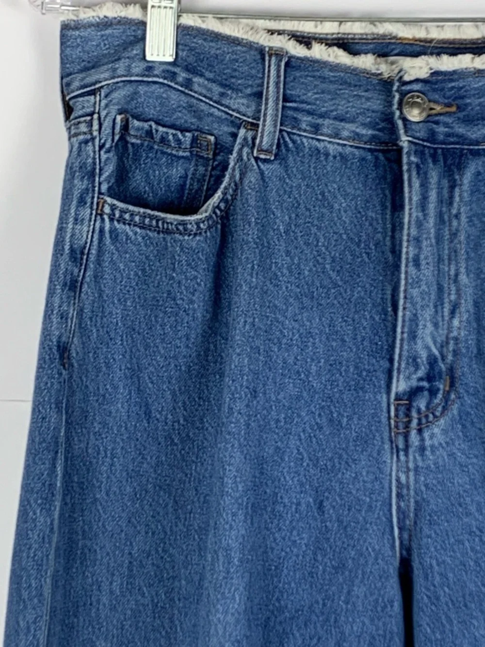Cello Jeans Womens 11 Wide Leg Raw Hem Frayed Waist Blue Denim High Rise Y2K